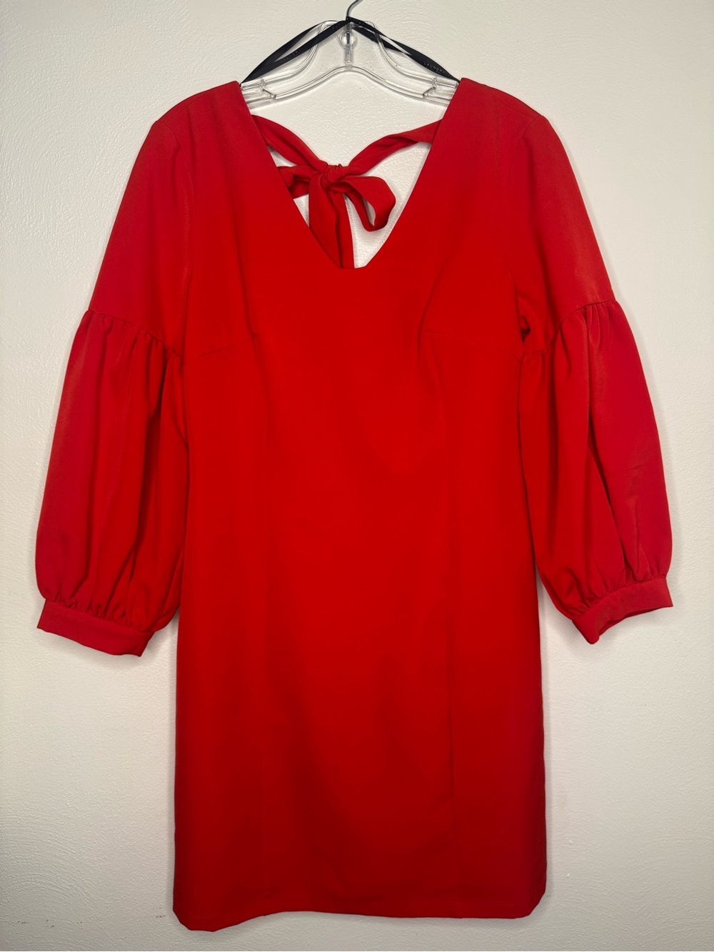 Laundry By Shelli Segal Special Occasion V-Neck Red Balloon Sleeve Mini Dress - Picture 3 of 9